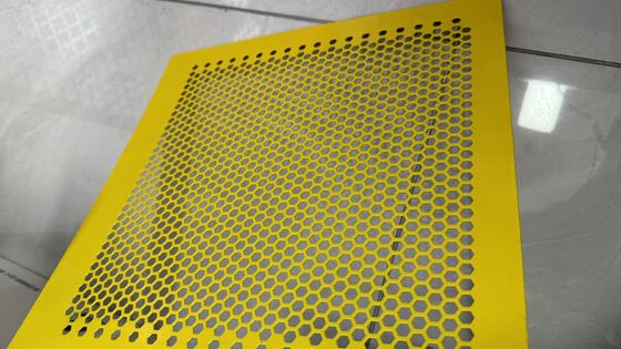 Yellow Powder Coated Hexagonal Honeycomb Perforated Sheet