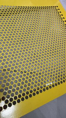 Yellow Powder Coated Hexagonal Honeycomb Perforated Sheet