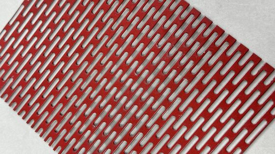 Red Powder Coated Oblong Slot Hole Perforated Mesh Plate Custom Size
